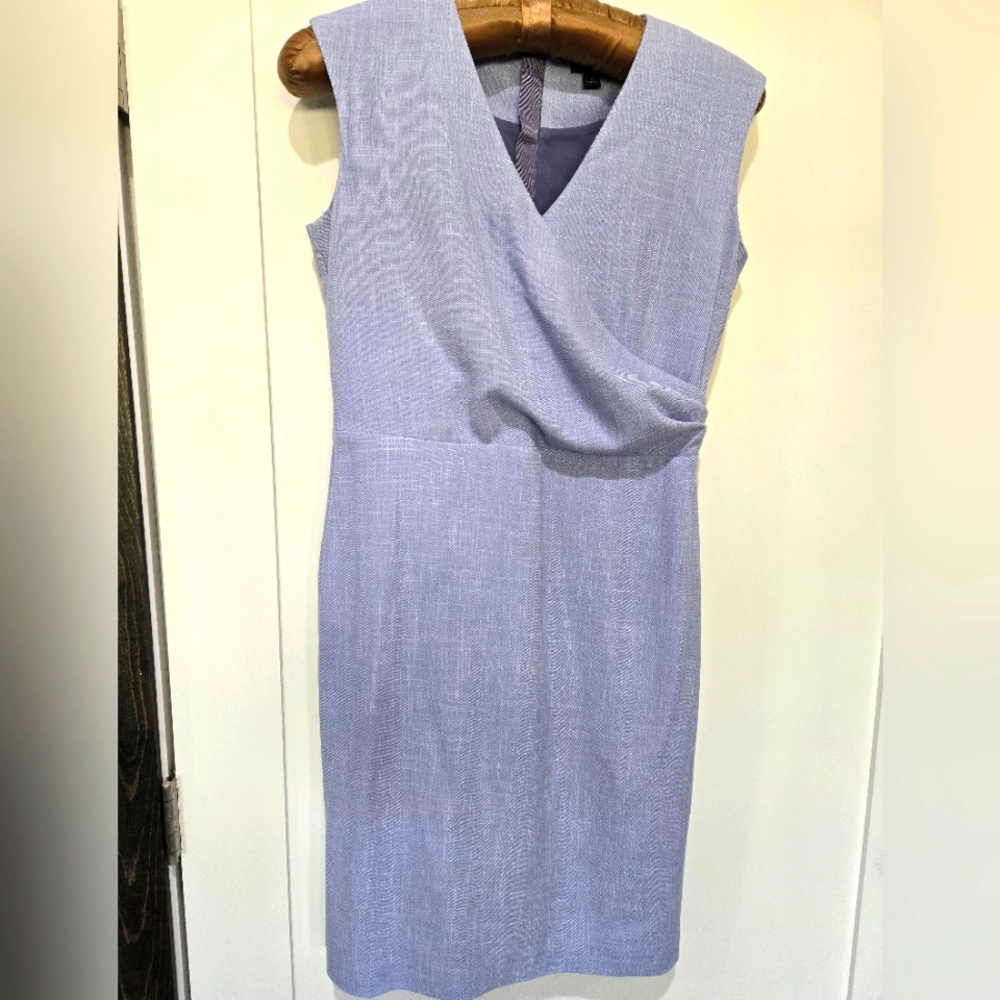 Ann Taylor Linen Like Sleeveless Lined Dress with Back Zipper Pale Blue Size 6